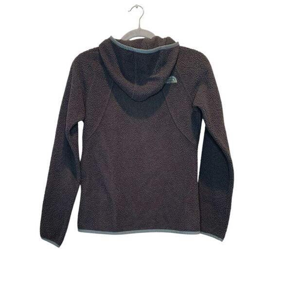The North Face Womens Fuzzy Hoodie Sz Small Gray Zipped Pockets Long Sleeve Pull - Picture 2 of 5